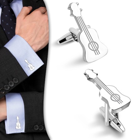 Guitar Stainless Steel Cufflinks - Click Image to Close